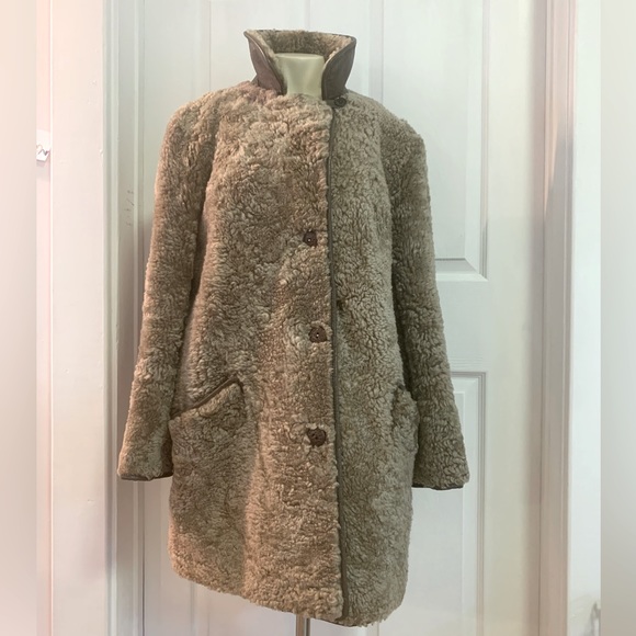 Light brown tan 100% Sheep Wool Teddy Bear Coat size M - Picture 6 of 8